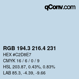 カラーコード: RGB 194.3 216.4 231 | qconv.com