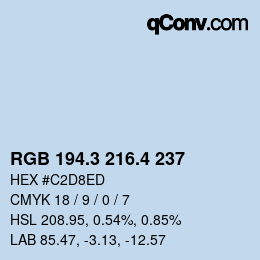 カラーコード: RGB 194.3 216.4 237 | qconv.com