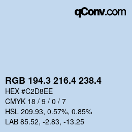 カラーコード: RGB 194.3 216.4 238.4 | qconv.com