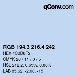 カラーコード: RGB 194.3 216.4 242 | qconv.com