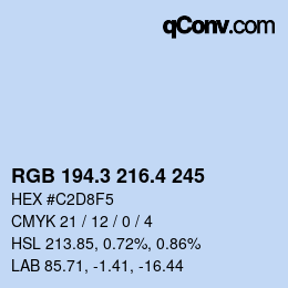 カラーコード: RGB 194.3 216.4 245 | qconv.com
