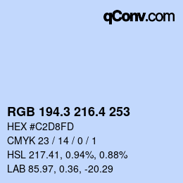 カラーコード: RGB 194.3 216.4 253 | qconv.com