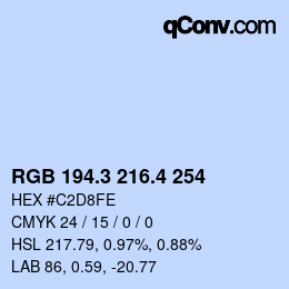 カラーコード: RGB 194.3 216.4 254 | qconv.com