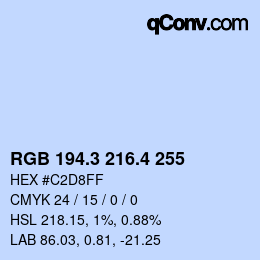 カラーコード: RGB 194.3 216.4 255 | qconv.com