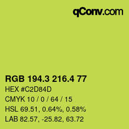 カラーコード: RGB 194.3 216.4 77 | qconv.com