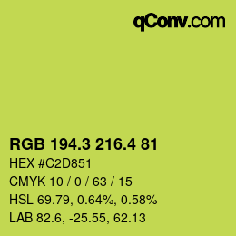 カラーコード: RGB 194.3 216.4 81 | qconv.com