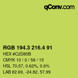 カラーコード: RGB 194.3 216.4 91 | qconv.com