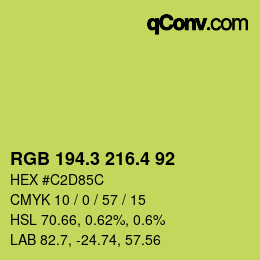 カラーコード: RGB 194.3 216.4 92 | qconv.com