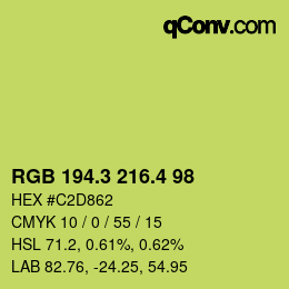 カラーコード: RGB 194.3 216.4 98 | qconv.com