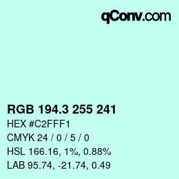 カラーコード: RGB 194.3 255 241 | qconv.com