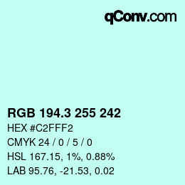 カラーコード: RGB 194.3 255 242 | qconv.com