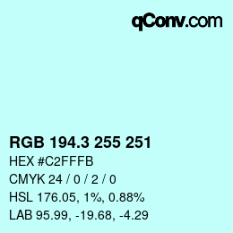 カラーコード: RGB 194.3 255 251 | qconv.com