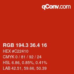 カラーコード: RGB 194.3 36.4 16 | qconv.com