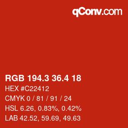カラーコード: RGB 194.3 36.4 18 | qconv.com