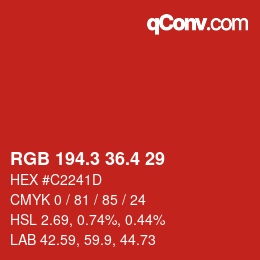 カラーコード: RGB 194.3 36.4 29 | qconv.com