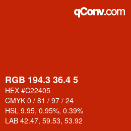 カラーコード: RGB 194.3 36.4 5 | qconv.com