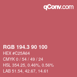 カラーコード: RGB 194.3 90 100 | qconv.com