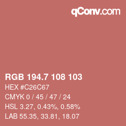 カラーコード: RGB 194.7 108 103 | qconv.com