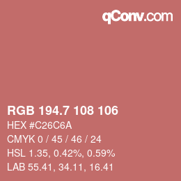 カラーコード: RGB 194.7 108 106 | qconv.com