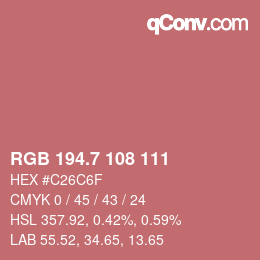 カラーコード: RGB 194.7 108 111 | qconv.com