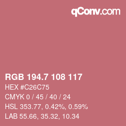 カラーコード: RGB 194.7 108 117 | qconv.com