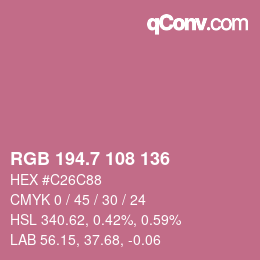 カラーコード: RGB 194.7 108 136 | qconv.com