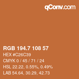 カラーコード: RGB 194.7 108 57 | qconv.com