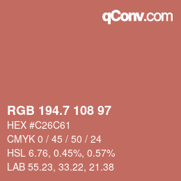 カラーコード: RGB 194.7 108 97 | qconv.com