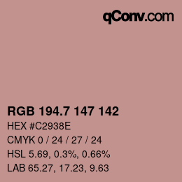 カラーコード: RGB 194.7 147 142 | qconv.com