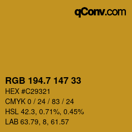 カラーコード: RGB 194.7 147 33 | qconv.com