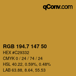 カラーコード: RGB 194.7 147 50 | qconv.com