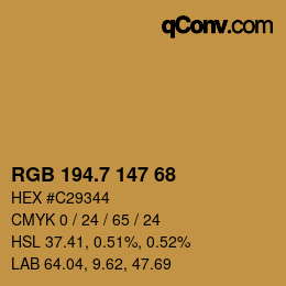 カラーコード: RGB 194.7 147 68 | qconv.com