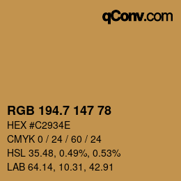 カラーコード: RGB 194.7 147 78 | qconv.com