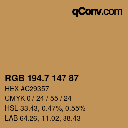 カラーコード: RGB 194.7 147 87 | qconv.com