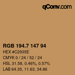カラーコード: RGB 194.7 147 94 | qconv.com