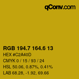 カラーコード: RGB 194.7 164.6 13 | qconv.com