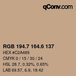 カラーコード: RGB 194.7 164.6 137 | qconv.com