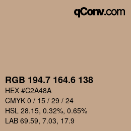 カラーコード: RGB 194.7 164.6 138 | qconv.com