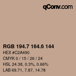 カラーコード: RGB 194.7 164.6 144 | qconv.com