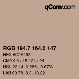 カラーコード: RGB 194.7 164.6 147 | qconv.com