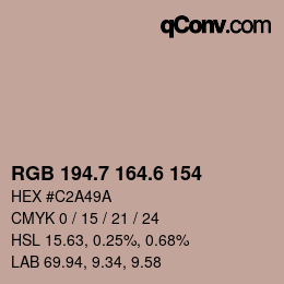 カラーコード: RGB 194.7 164.6 154 | qconv.com