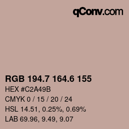 カラーコード: RGB 194.7 164.6 155 | qconv.com