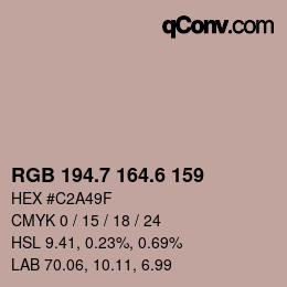 カラーコード: RGB 194.7 164.6 159 | qconv.com