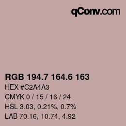 カラーコード: RGB 194.7 164.6 163 | qconv.com