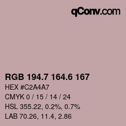 カラーコード: RGB 194.7 164.6 167 | qconv.com