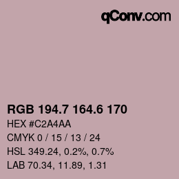カラーコード: RGB 194.7 164.6 170 | qconv.com