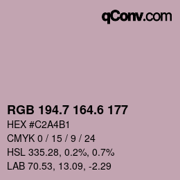 カラーコード: RGB 194.7 164.6 177 | qconv.com