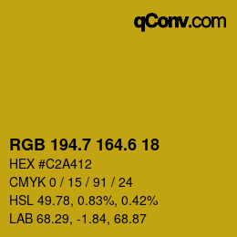 カラーコード: RGB 194.7 164.6 18 | qconv.com