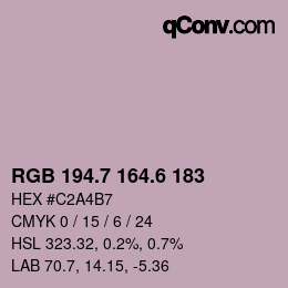 カラーコード: RGB 194.7 164.6 183 | qconv.com