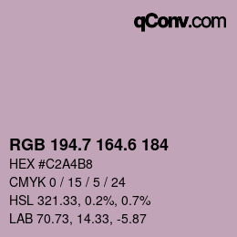 カラーコード: RGB 194.7 164.6 184 | qconv.com